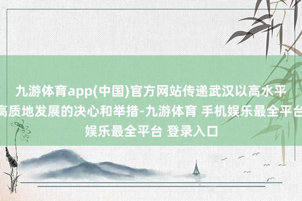九游体育app(中国)官方网站传递武汉以高水平洞开促进高质地